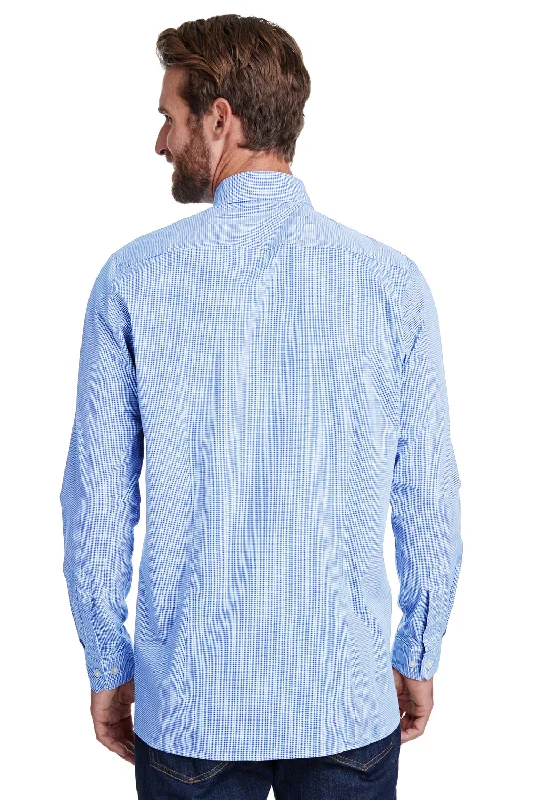 Artisan Collection Mens Microcheck Gingham Long Sleeve Button Down Shirt - Light Blue/White