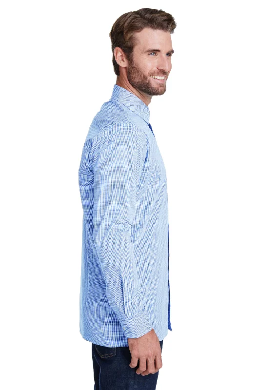 Artisan Collection Mens Microcheck Gingham Long Sleeve Button Down Shirt - Light Blue/White