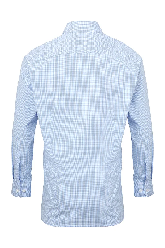 Artisan Collection Mens Microcheck Gingham Long Sleeve Button Down Shirt - Light Blue/White