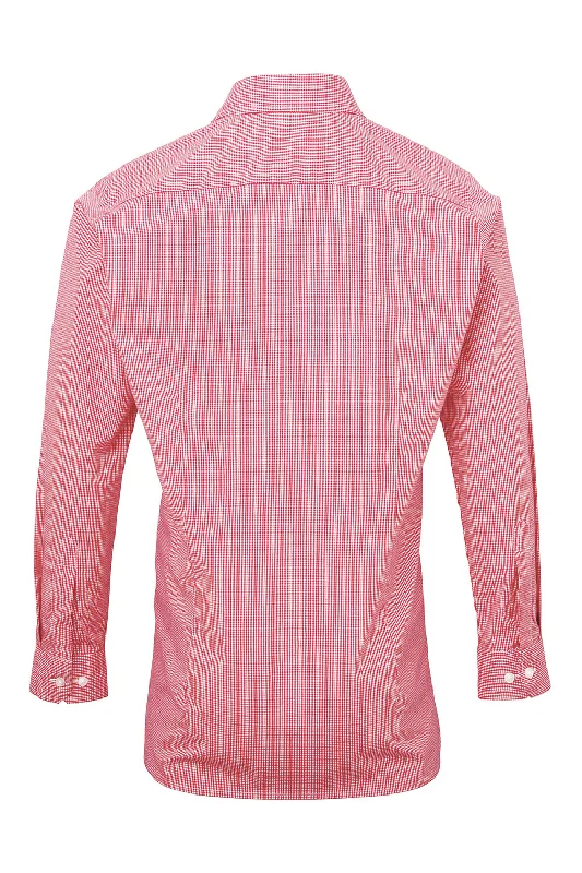 Artisan Collection Mens Microcheck Gingham Long Sleeve Button Down Shirt - Red/White