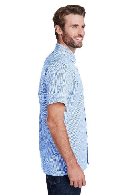 Artisan Collection Mens Microcheck Gingham Short Sleeve Button Down Shirt - Light Blue/White