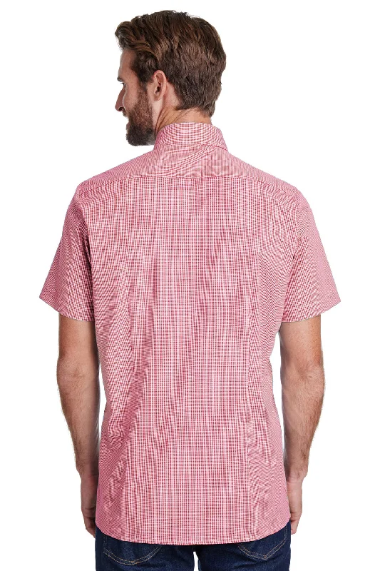 Artisan Collection Mens Microcheck Gingham Short Sleeve Button Down Shirt - Red/White