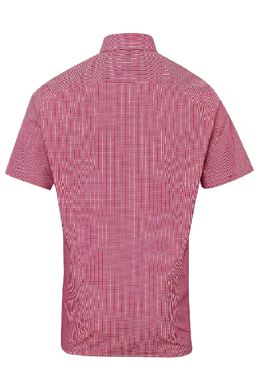 Artisan Collection Mens Microcheck Gingham Short Sleeve Button Down Shirt - Red/White