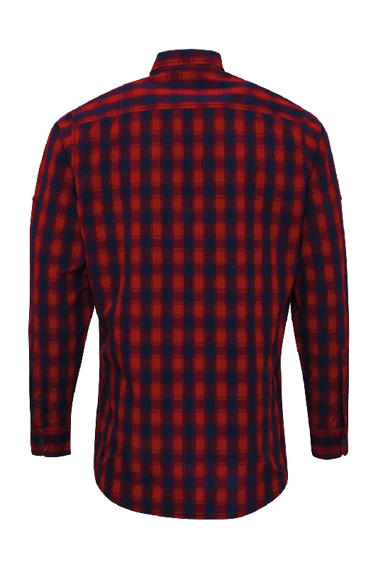 Artisan Collection Mens Mulligan Check Long Sleeve Button Down Shirt - Red/Navy Blue