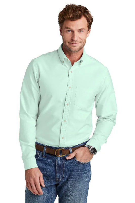 Brooks Brothers Mens Casual Oxford Long Sleeve Button Down Shirt w/ Pocket - Soft Mint Green