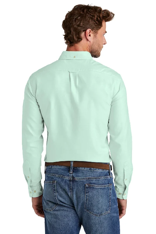 Brooks Brothers Mens Casual Oxford Long Sleeve Button Down Shirt w/ Pocket - Soft Mint Green