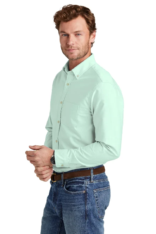 Brooks Brothers Mens Casual Oxford Long Sleeve Button Down Shirt w/ Pocket - Soft Mint Green