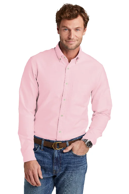 Brooks Brothers Mens Casual Oxford Long Sleeve Button Down Shirt w/ Pocket - Soft Pink