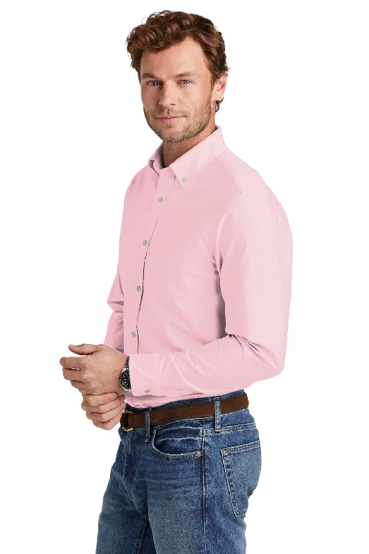 Brooks Brothers Mens Casual Oxford Long Sleeve Button Down Shirt w/ Pocket - Soft Pink