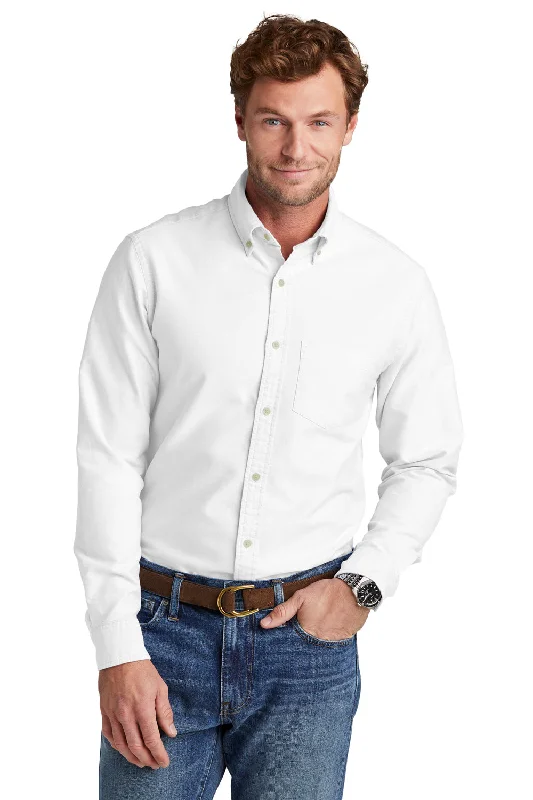 Brooks Brothers Mens Casual Oxford Long Sleeve Button Down Shirt w/ Pocket - White