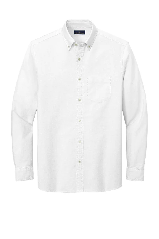 Brooks Brothers Mens Casual Oxford Long Sleeve Button Down Shirt w/ Pocket - White