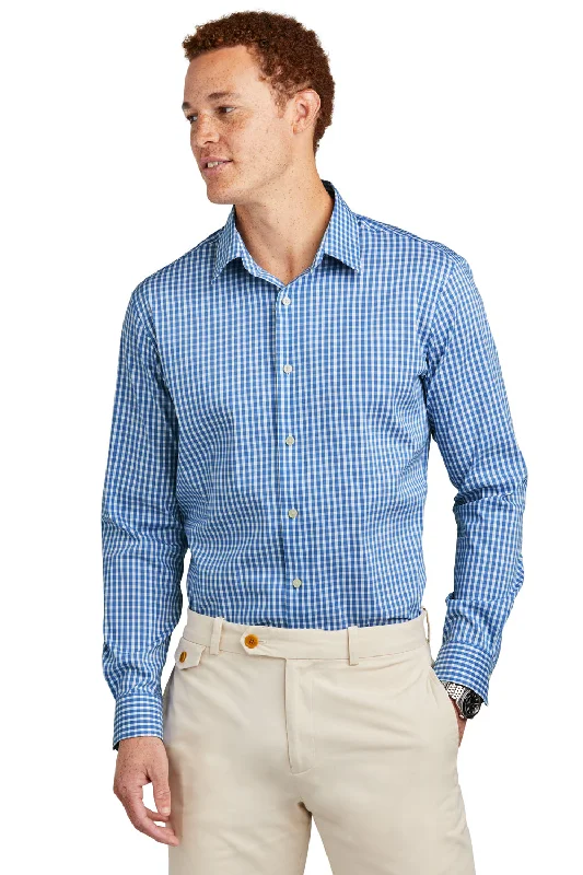 Brooks Brothers Mens Tech Stretch Long Sleeve Button Down Shirt - Charter Blue