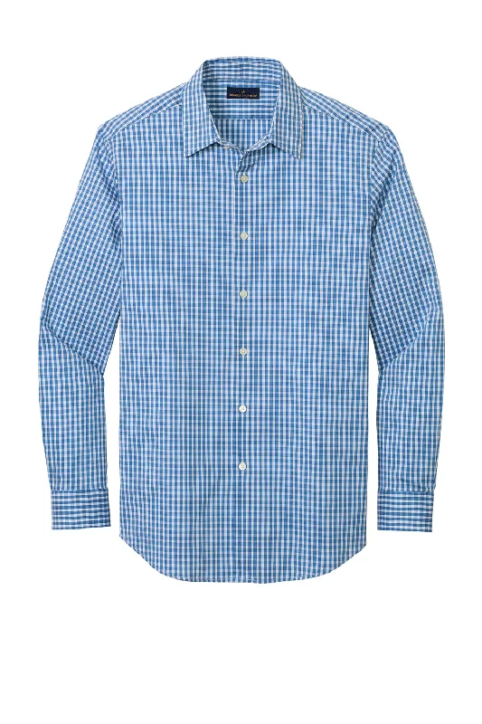 Brooks Brothers Mens Tech Stretch Long Sleeve Button Down Shirt - Charter Blue