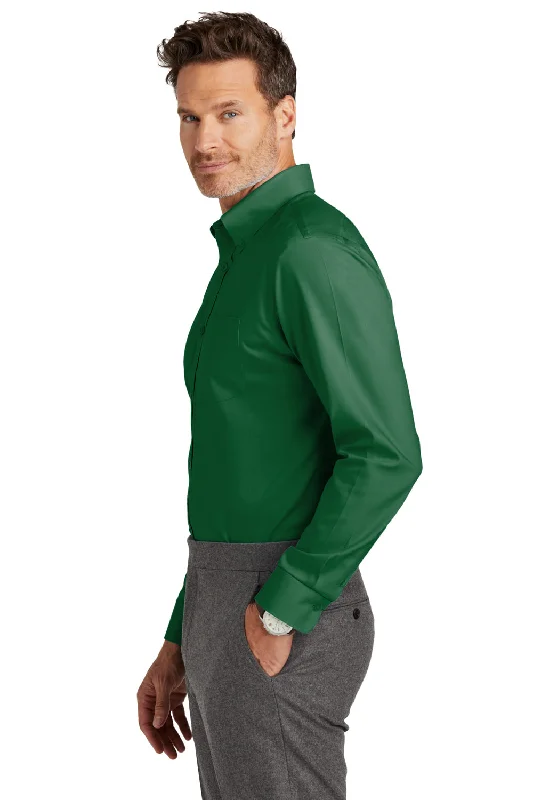 Brooks Brothers Mens Wrinkle Resistant Nailhead Long Sleeve Button Down Shirt w/ Pocket - Club Green