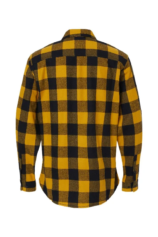 Burnside Mens Flannel Long Sleeve Button Down Shirt w/ Double Pockets - Gold/Black