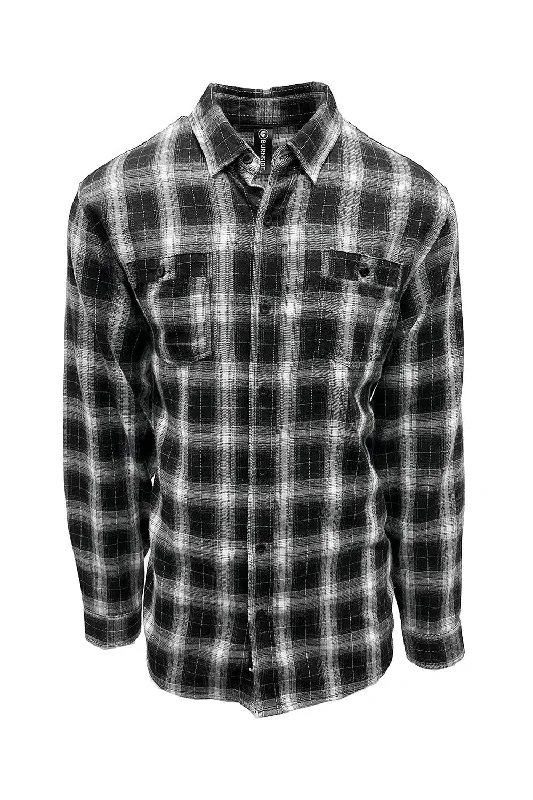 Burnside Mens Perfect Flannel Long Sleeve Button Down Shirt w/ Double Pockets - Black/White