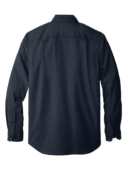 Carhartt Mens Force Moisture Wicking Long Sleeve Button Down Shirt w/ Double Pockets - Navy Blue