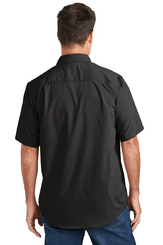 Carhartt Mens Force Moisture Wicking Short Sleeve Button Down Shirt w/ Double Pockets - Black