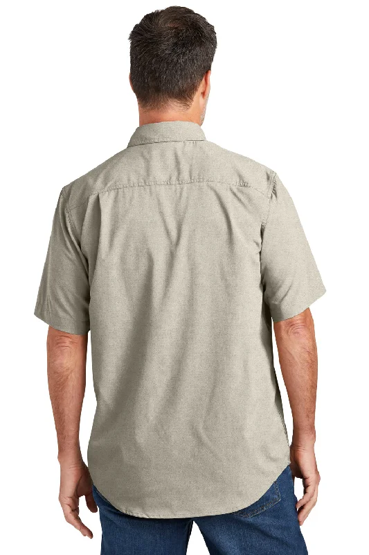 Carhartt Mens Force Moisture Wicking Short Sleeve Button Down Shirt w/ Double Pockets - Steel Grey