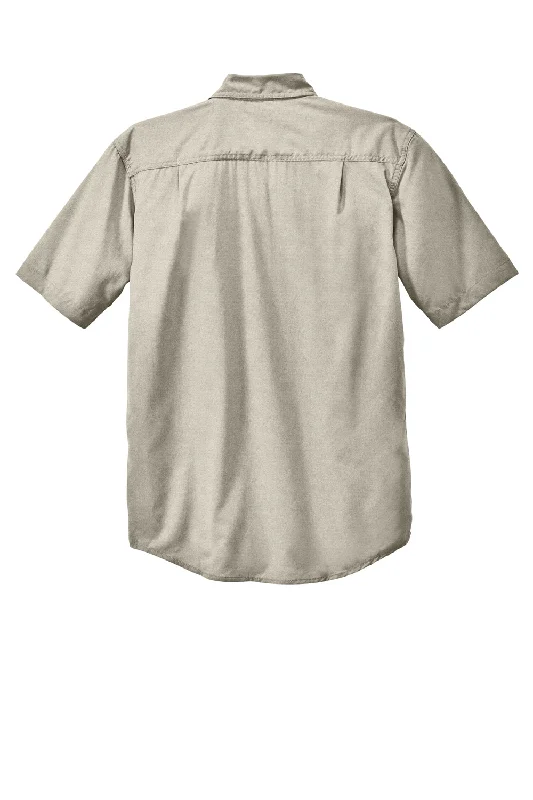 Carhartt Mens Force Moisture Wicking Short Sleeve Button Down Shirt w/ Double Pockets - Steel Grey