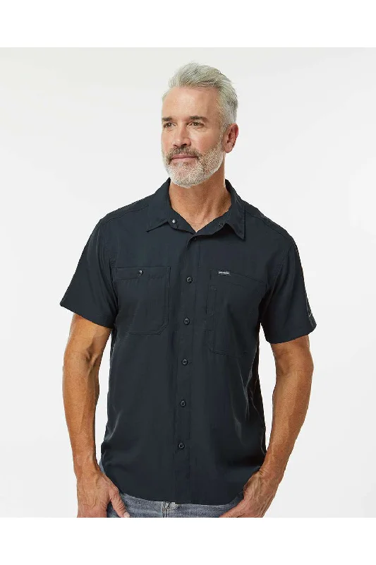 Columbia Mens Silver Ridge Utility Lite Moisture Wicking Short Sleeve Button Down Shirt w/ Double Pockets - Black - NEW