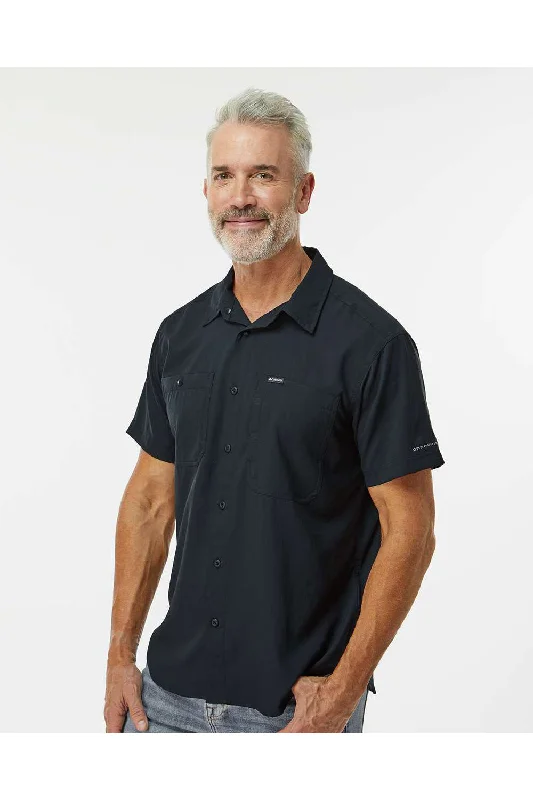 Columbia Mens Silver Ridge Utility Lite Moisture Wicking Short Sleeve Button Down Shirt w/ Double Pockets - Black - NEW