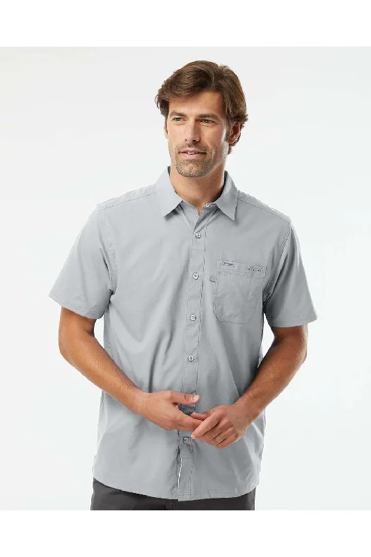 Columbia Mens Slack Tide Moisture Wicking Short Sleeve Button Down Camp Shirt w/ Pocket - Cool Grey - NEW