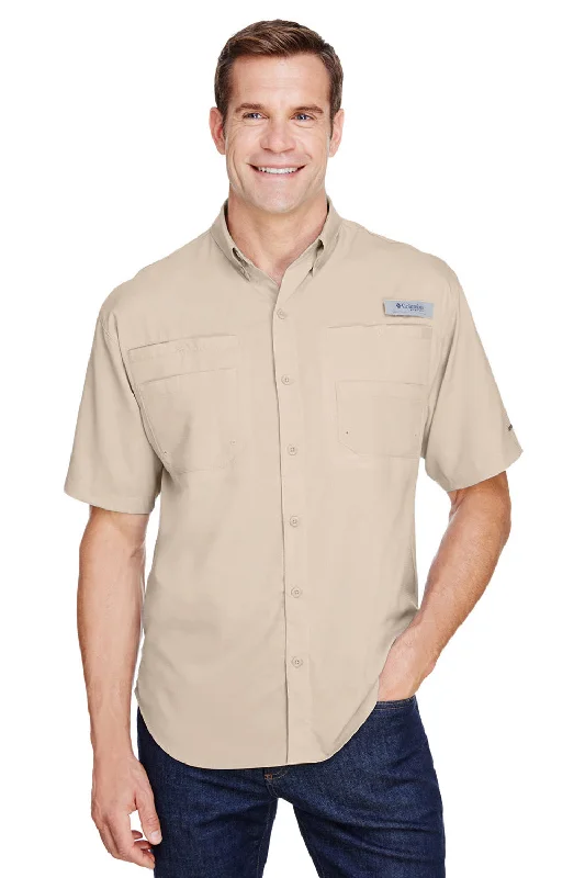 Columbia Mens Tamiami II Moisture Wicking Short Sleeve Button Down Shirt w/ Double Pockets - Fossil