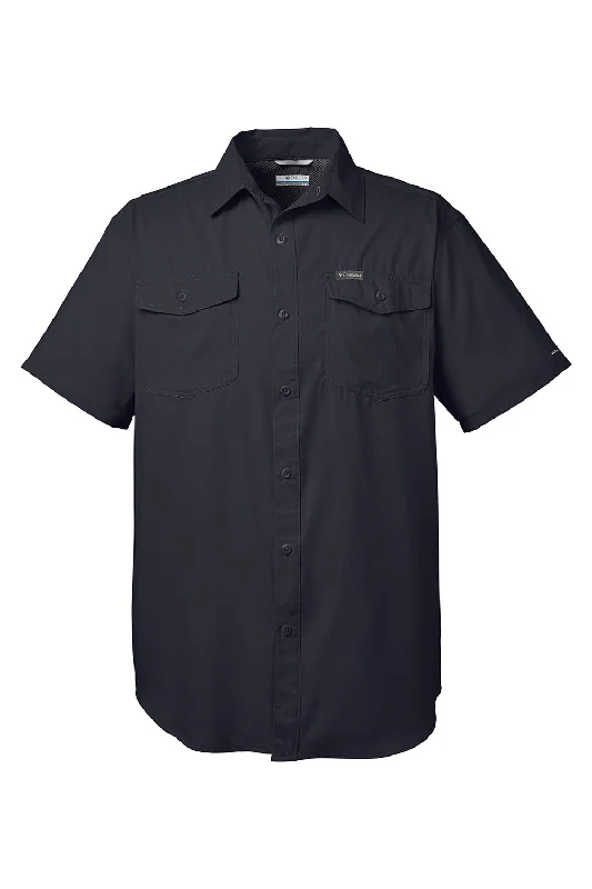 Columbia Mens Utilizer II Moisture Wicking Short Sleeve Button Down Shirt w/ Double Pockets - Black