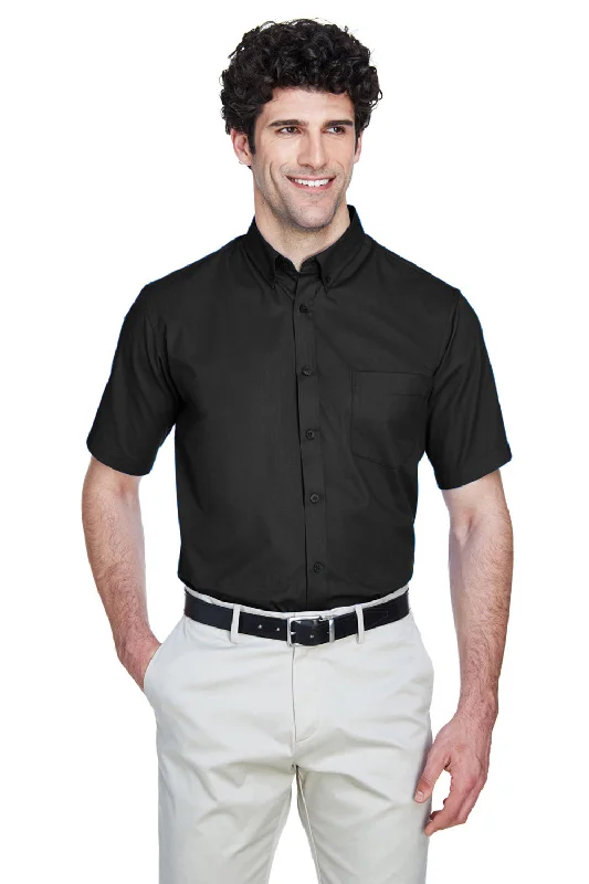 Core 365 Mens Optimum UV Protection Short Sleeve Button Down Shirt w/ Pocket - Black