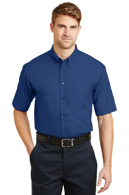 CornerStone Mens SuperPro Stain Resistant Short Sleeve Button Down Shirt w/ Pocket - Royal Blue