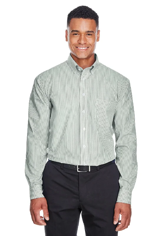 Devon & Jones Mens Crown Woven Collection Wrinkle Resistant Long Sleeve Button Down Shirt w/ Pocket - Dill Green