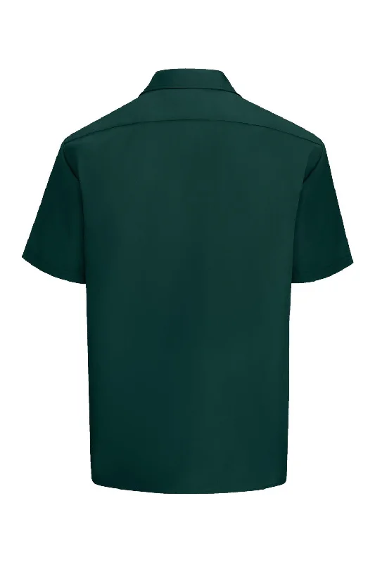 Dickies Mens Moisture Wicking Short Sleeve Button Down Work Shirt w/ Double Pockets - Hunter Green - NEW