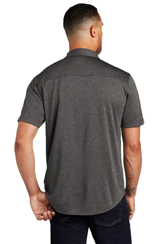 Ogio Mens Gravitate Moisture Wicking Short Sleeve Button Down Shirt - Heather Dark Grey