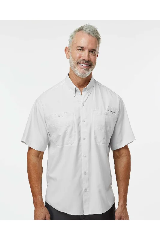 Paragon Mens Hatteras Performance Moisture Wicking Short Sleeve Button Down Shirt w/ Double Pockets - Aluminum Grey - NEW