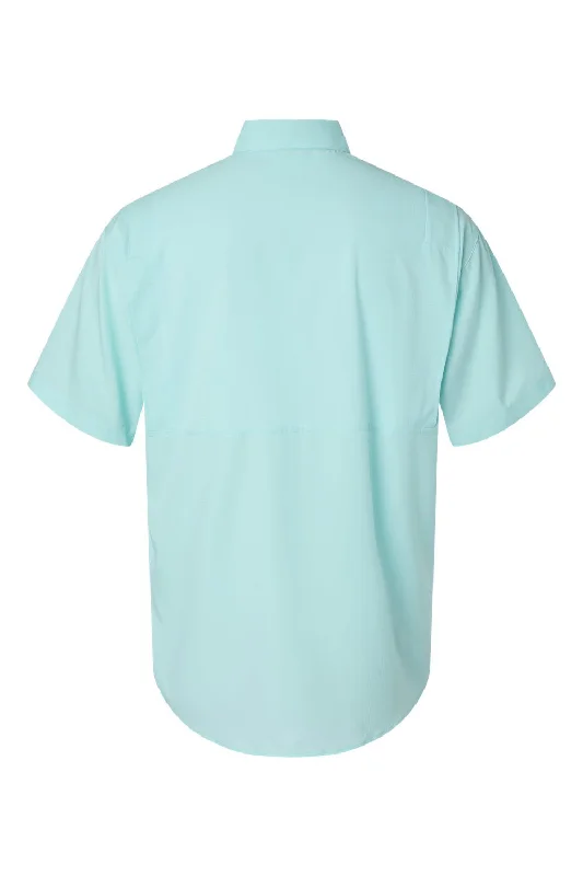 Paragon Mens Hatteras Performance Moisture Wicking Short Sleeve Button Down Shirt w/ Double Pockets - Aqua Blue - NEW