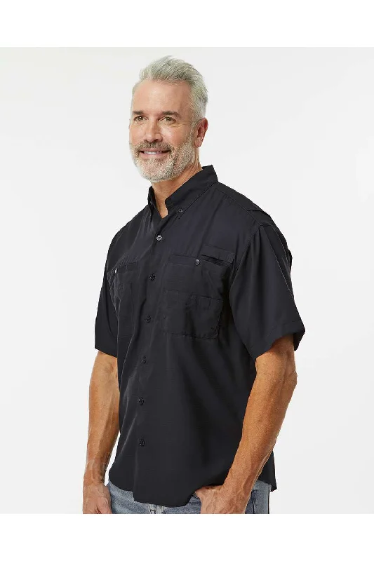 Paragon Mens Hatteras Performance Moisture Wicking Short Sleeve Button Down Shirt w/ Double Pockets - Black - NEW