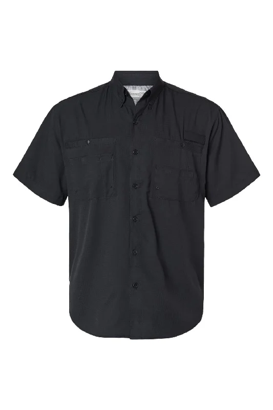 Paragon Mens Hatteras Performance Moisture Wicking Short Sleeve Button Down Shirt w/ Double Pockets - Black - NEW