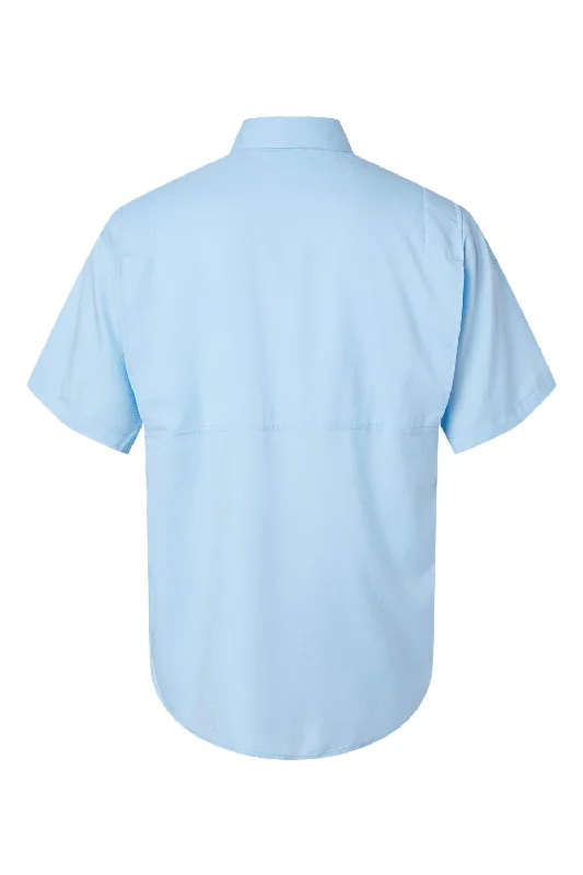 Paragon Mens Hatteras Performance Moisture Wicking Short Sleeve Button Down Shirt w/ Double Pockets - Blue Mist - NEW