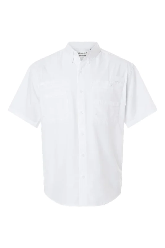 Paragon Mens Hatteras Performance Moisture Wicking Short Sleeve Button Down Shirt w/ Double Pockets - White - NEW