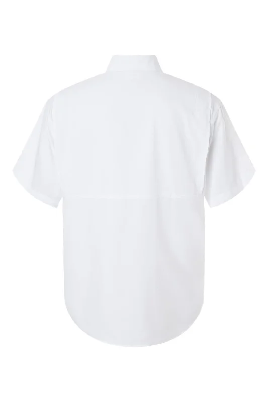 Paragon Mens Hatteras Performance Moisture Wicking Short Sleeve Button Down Shirt w/ Double Pockets - White - NEW