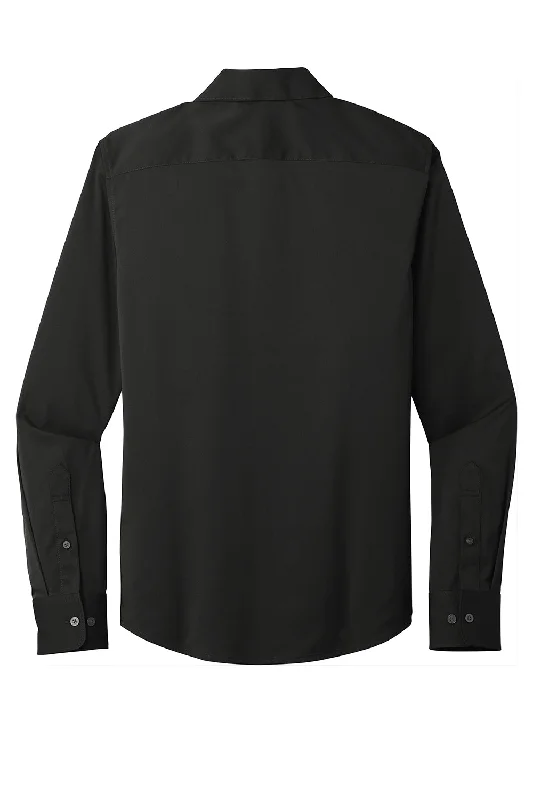 Port Authority Mens City Moisture Wicking Long Sleeve Button Down Shirt - Black