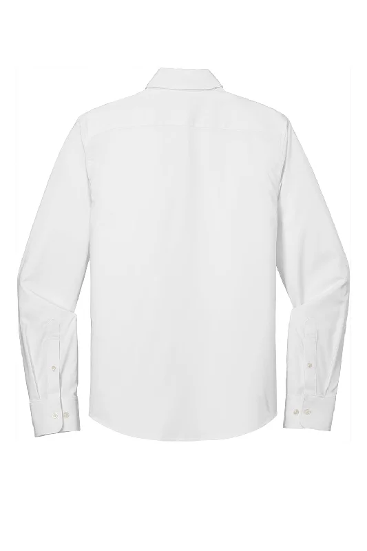 Port Authority Mens City Moisture Wicking Long Sleeve Button Down Shirt - White