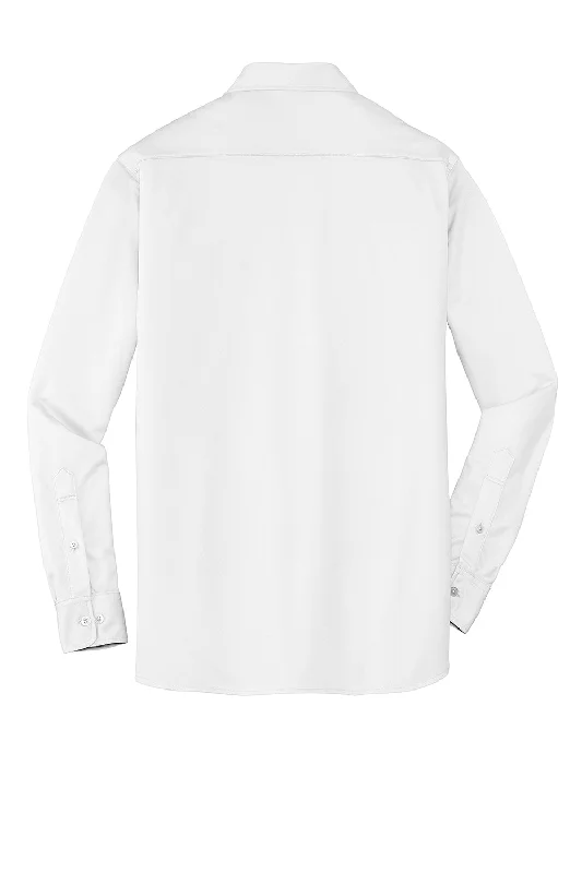 Port Authority Mens Dimension Moisture Wicking Long Sleeve Button Down Shirt w/ Pocket - White