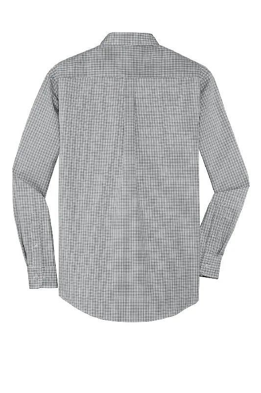 Port Authority Mens Easy Care Wrinkle Resistant Long Sleeve Button Down Shirt w/ Pocket - Charcoal Grey