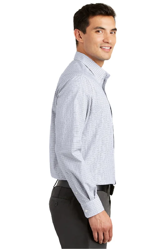 Port Authority Mens Easy Care Wrinkle Resistant Long Sleeve Button Down Shirt w/ Pocket - White