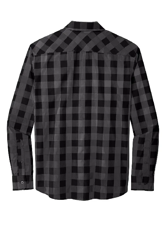 Port Authority Mens Everyday Plaid Long Sleeve Button Down Shirt - Black - Closeout