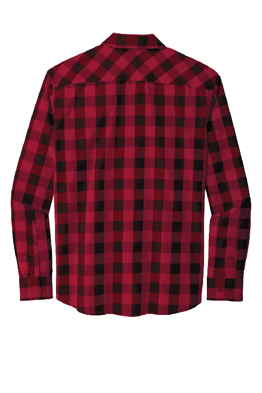 Port Authority Mens Everyday Plaid Long Sleeve Button Down Shirt - Rich Red