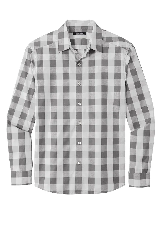 Port Authority Mens Everyday Plaid Long Sleeve Button Down Shirt - Shadow Grey