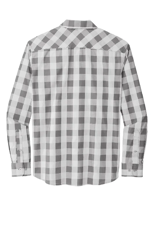 Port Authority Mens Everyday Plaid Long Sleeve Button Down Shirt - Shadow Grey